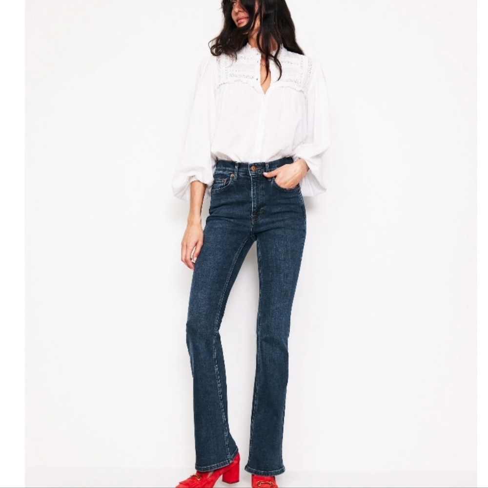 Boden Dark Blue Flare Jeans NWT 32